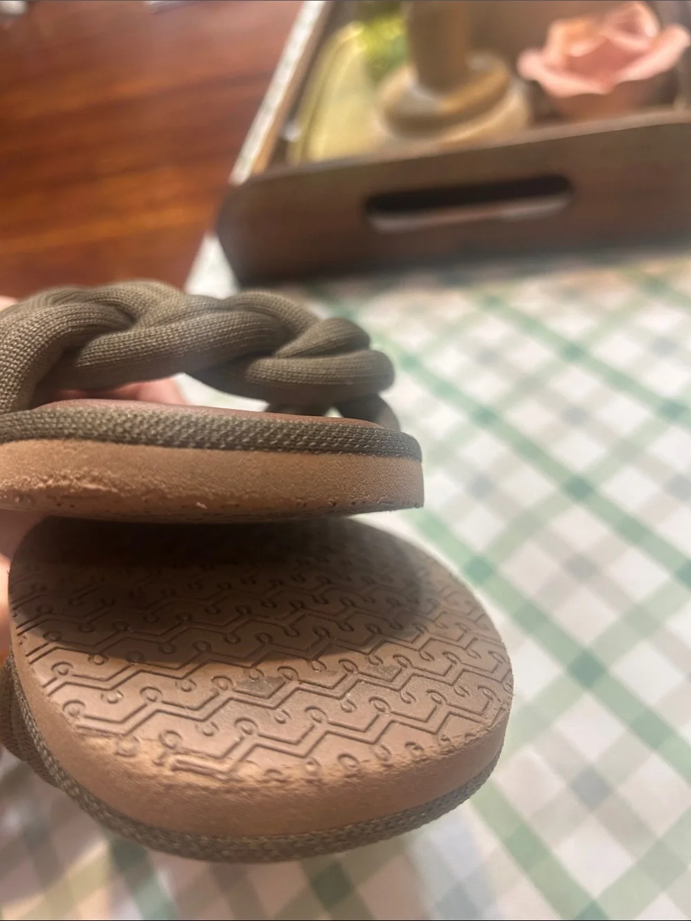 Rothy's The Summer Sandal Safari Olive Braided Strap Slide 8.5